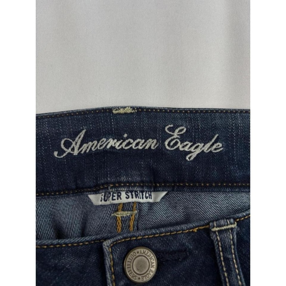 American Eagle Y2K VTG Artist Flare Jeans Dark Wash Super‎ Stretch Low Rise SZ 4 - Picture 3 of 8